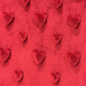 Tissu minky coeurs, 330 gr/m2, largeur 160 cm, rouge