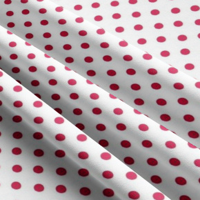 Tissu coton au métre couleur blanche pois amarante 10 mm