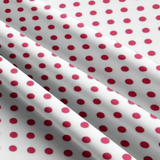 Tissu coton au métre couleur blanche pois amarante 10 mm