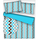 Tissu coton au métre couleur blanche zigzag multi bleu