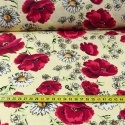 Tissu en coton au mètre, 125 g/m², largeur 160 cm, imprimé à fleurs sur fond jaune