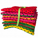 Coussin d'assise 40x40x2cm Pois Noir sur Rouge et Jaune