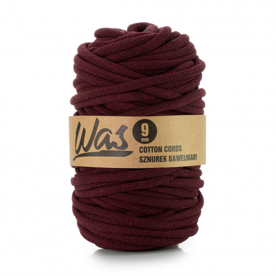 Bavlněná šňůra  9mm, 50m, burgund 180