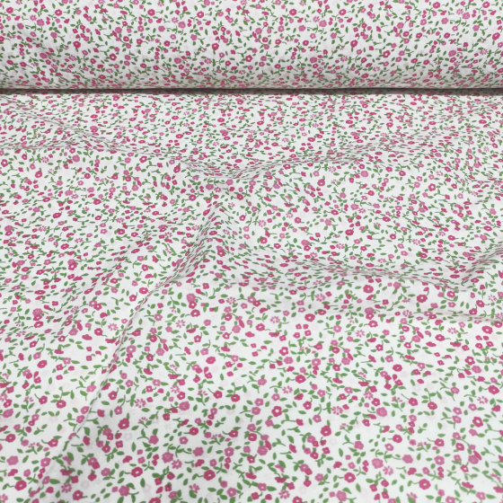 Tissu en coton au mètre, 125 g/m², largeur 160 cm, imprimé à fleurs rouges