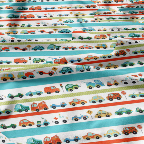 Tissu coton au métre imprimé Voitures modern