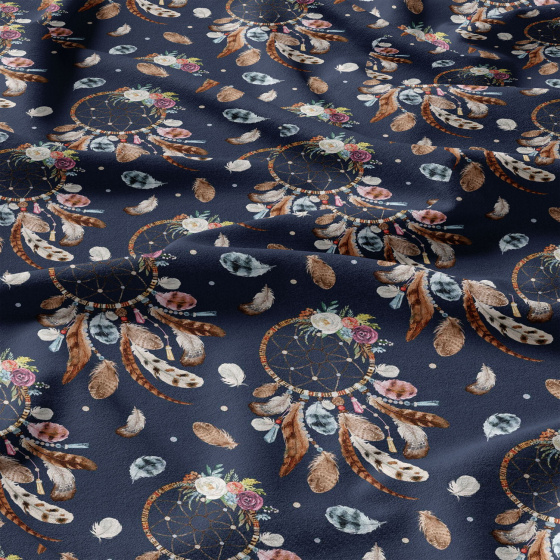 Tissu coton au métre imprimé Oriental bleu   