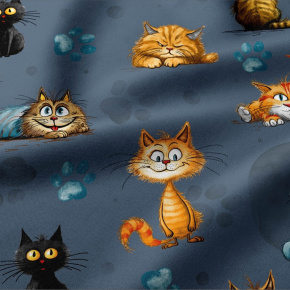 Tissu coton au métre imprimé Petits animaux, couleur Bleu marine