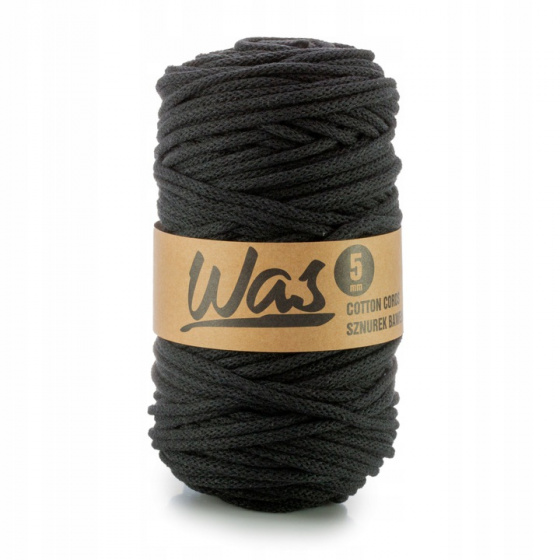 Cordons tressé coton 5 mm, 100 m, couleur noir 370