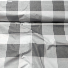 Tissu coton au métre couleur blanche carreaux gris 8 cm