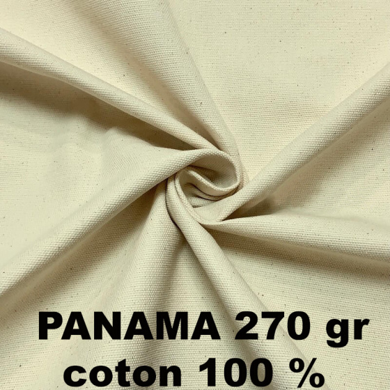 Tissu coton prélavé Panama, 270 g/m², largeur 150 cm, Naturel (écru)