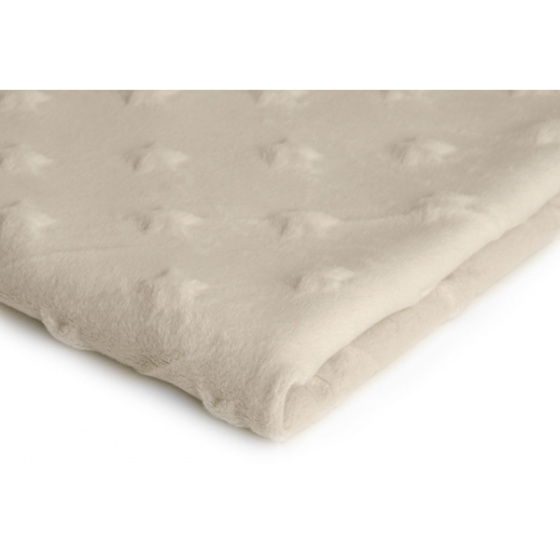 Látky mikroplyš hvězdy MINKY  barva ecru 02