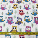 Tkanina bawełniana wzór Sowa 395 na białym tle