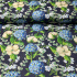 Tissu en coton au mètre, 125 g/m², largeur 160 cm, imprimé à fleurs bleues marine