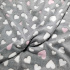 Tissu imitation fourrure d'agneau, 320 g/m², largeur 160 cm, gris au coeurs rose