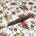 Tissus en coton de Noël au mètre, motif Lampe et Lunettes blanche, 160 cm