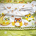Bavlněné látky, metráž. Sovy Zelené na Bílém
