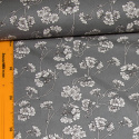 Dekorační dětská bavlněná látka vzor kytičky bílé na šedém