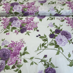 Tissu en coton au mètre, 125 g/m², largeur 160 cm, imprimé à fleurs sur fond jaune