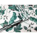Tissu coton au métre imprimé Poviev verte sur blanche-444