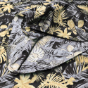 Tissu coton motif Feuilles sur noir