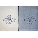Serviette de toilette à broder en coton, éponge (2 pièces) Grise et Ecru