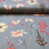 Tissu en coton au mètre, 125 g/m², largeur 160 cm, imprimé à fleurs sur fond gris