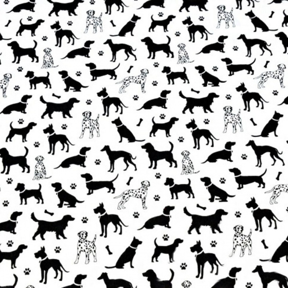 Tissu coton au métre imprimé Chiens couleur blanche