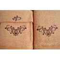 Serviette de toilette à broder en coton, éponge (3 pièces) Beige