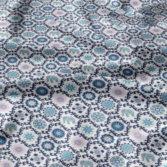 Tissu coton au métre imprimé Oriental bleu 2
