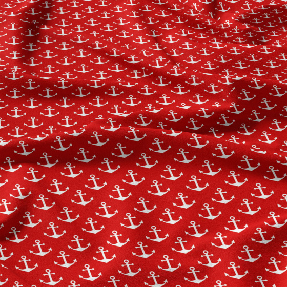 Tissu coton au métre imprimé Volants blanche sur rouge