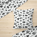 Tissu en coton uni au mètre, 125 g/m², largeur 160 cm, Crânes noir blanche