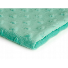 Tissu minky coeurs, 330 gr/m2, largeur 160 cm, menthol