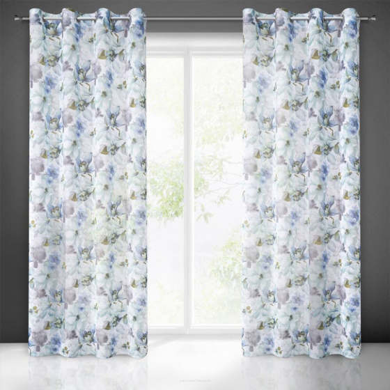 Rideaux motifs Bella couleur bleu 140 x 250 cm 