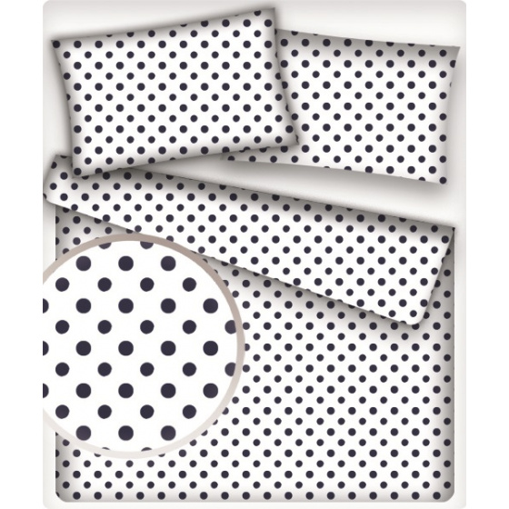 Dětské bavlněné látky vzor Puntík 7 mm granátový bílý podklad, metráž