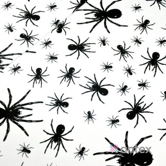 Tissu coton au métre imprimé Araignéés couleur blanche