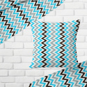 Tissu coton au métre couleur blanche zigzag multi bleu