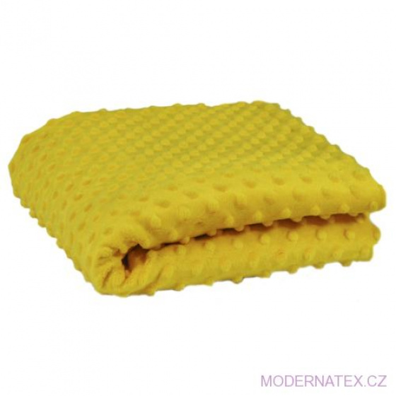 Minky 380 látky mikroplyš puntík  barva hořčice 