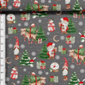 Tissus en coton de Noël au mètre, 160 cm motif Bonhomme de Neige gris