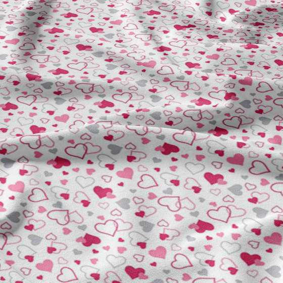 Tissu coton au métre couleur blanche valentin rose 467