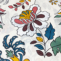 Cotton fabric Flowers on white, width 160 cm