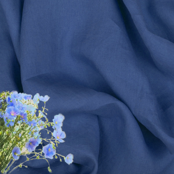 Lněná přírodní látka Julia barva modrá 154 grm2 6354