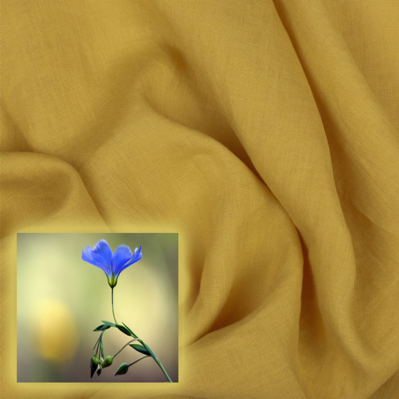 Lněná přírodní látka Natali barva horčicová 170 gr/m2 