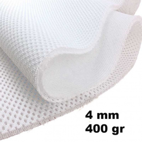 Tissu en maille 3D (spacer), 400 g/m², largeur 150 cm, Blanche, 4mm