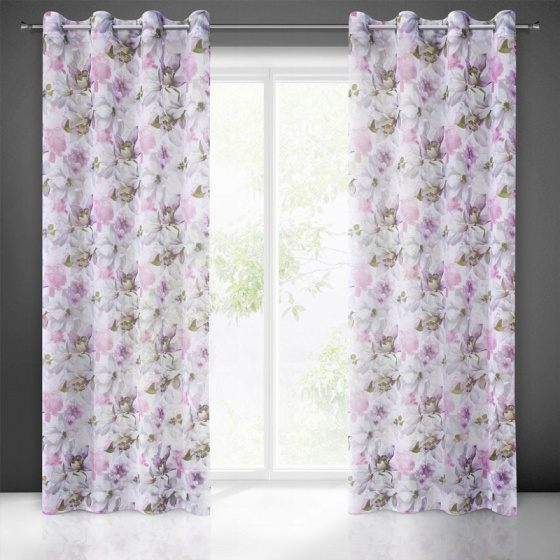 Rideaux motifs Bella couleur rose 140 x 250 cm 