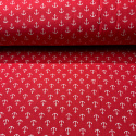 Dětské bavlněná látka metráž vzor Kotvy bílé na červeném
