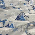Christmas cotton fabric, by the meter, width 160 cm, Blue Elves on Gray