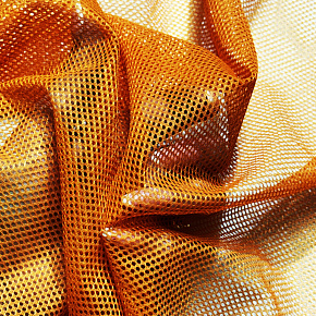 Tissu filet mesh orange au mètre, maille fine 2 × 2 mm, 60 g/m², largeur 150 cm