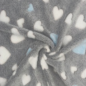 Tissu imitation fourrure d'agneau, 320 g/m², largeur 160 cm, gris coeurs bleu
