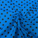 Tissu coton au métre couleur Turquoise Pois Noire 10 mm