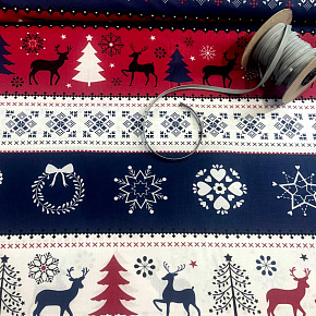 Tissus en coton de Noël au mètre, 160 cm motif Scandinave Bleu